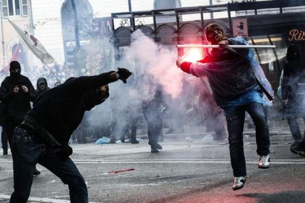 Clashes during protest against Italian government and austerity measures