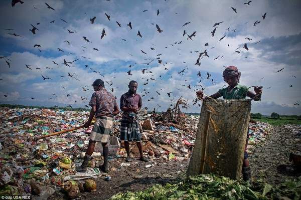 Большая часть  сборщиков отходов являются неграмотными и работают по 12 часов в день за очень небольшие деньги, несмотря на то, что они живут  в одном из самых богатых городов в Бангладеш.