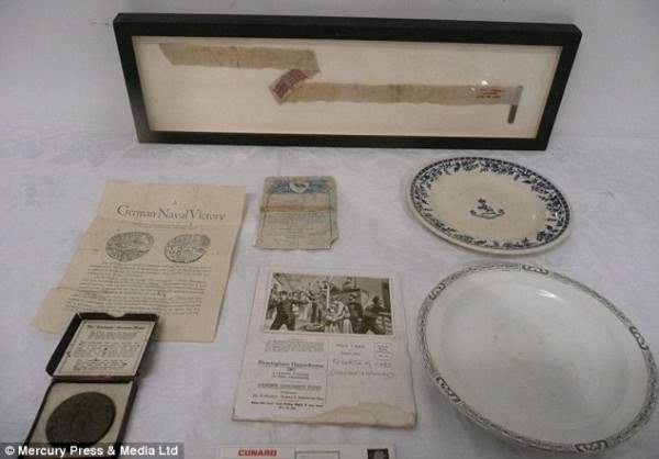Изображенные предметы из злополучной Лузитании, которые продали на аукционе за более чем £ 500
