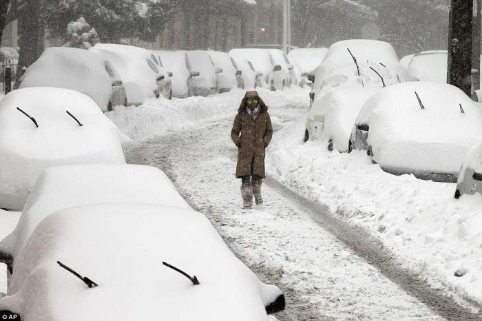 Восток-Фолс, Филадельфия. Среди занесенных снегом машин.