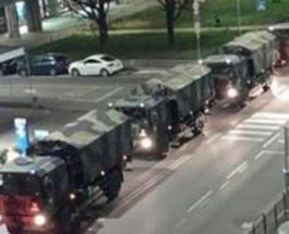 колонны военных грузовиков