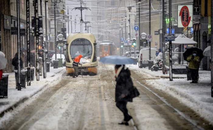 снег, Милан, Италия,