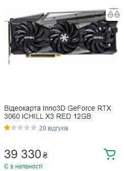 Nvidia RTX 3060, цена, 