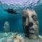 Франция, Канны, скульптуры, лица, под водой,