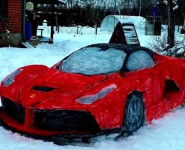 Ferrari, снег,