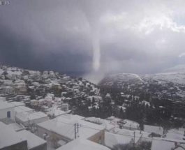 Скопелос, Греция, снежный торнадо,